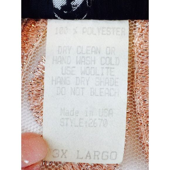 Vintage Dani-An Top Womens 3XL Peach Short Sleeves Collared Lace Toggle Bolero - Picture 5 of 7